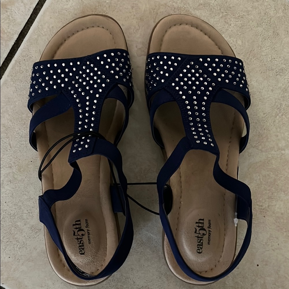 JCPenney Blue Sandals with Polka Dot Straps